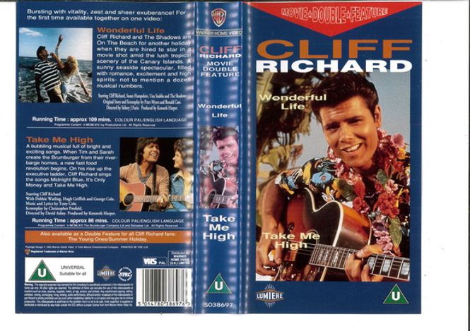 Huvudbild CLIFF RICHARD - WONDERFUL LIFE/TAKE ME HIGH (VHS)